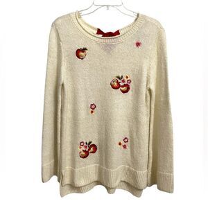 Disney Snow White Collection by LC Lauren Conrad Sweater Sz M Embroidered Apples